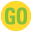 small yellow circle with the word GO
